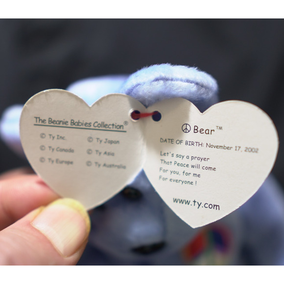 TY Beanie Babies Blue Peace Bear 2002 MWMT Collectible Plush Toy Kidcore Gift - Picture 2 of 10